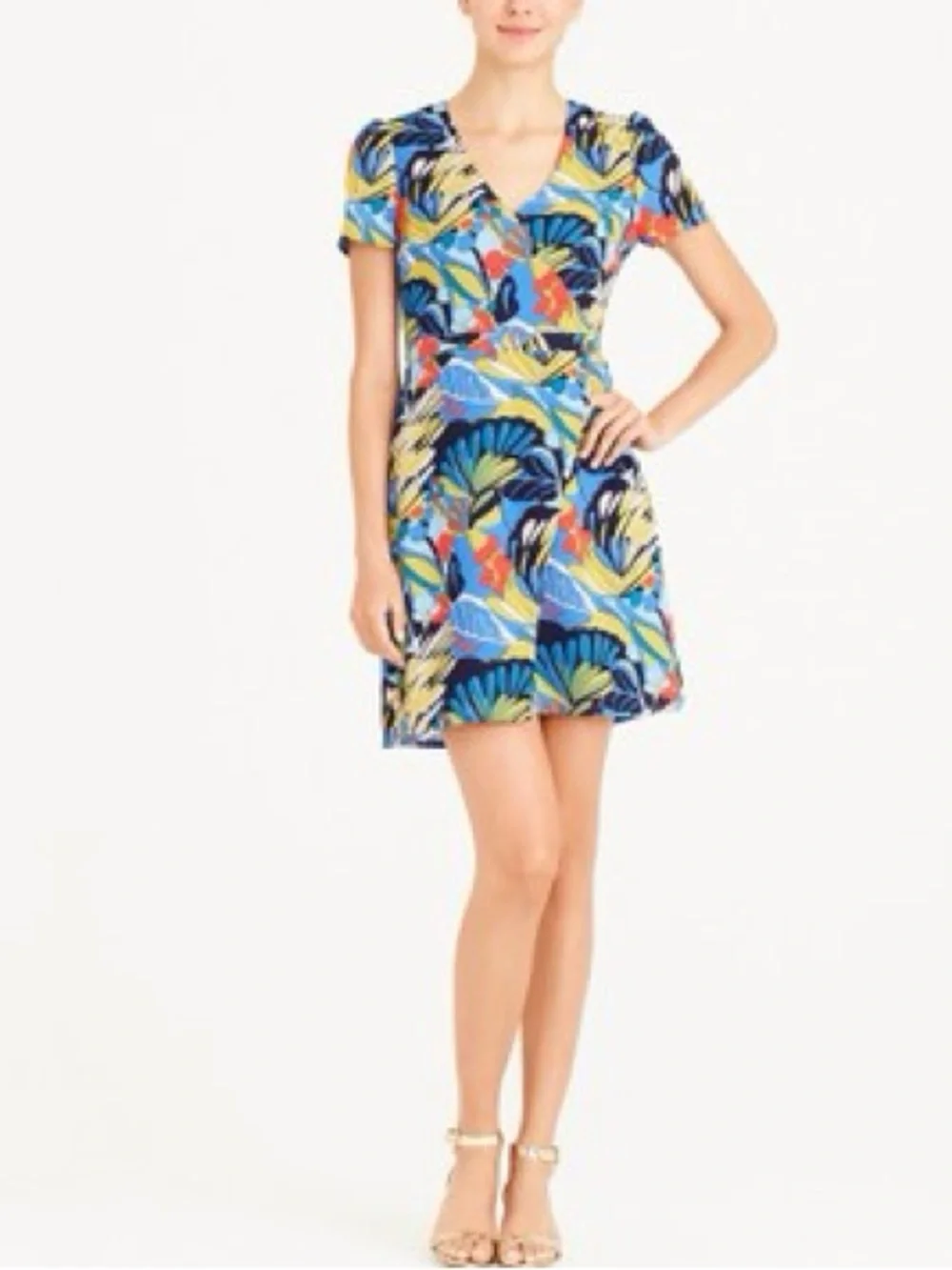 J Crew Mercantile Bright Blue Floral Faux Wrap Mini Dress 12